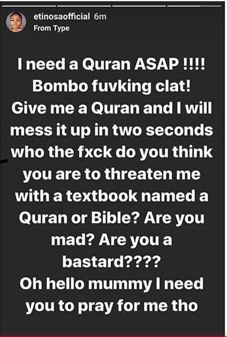 «Donnez-moi un Coran et je le mettrai en pièce en 2 secondes», dixit une actrice nigériane «Donnez-moi un Coran et je le mettrai en pièce en 2 secondes», dixit une actrice nigériane