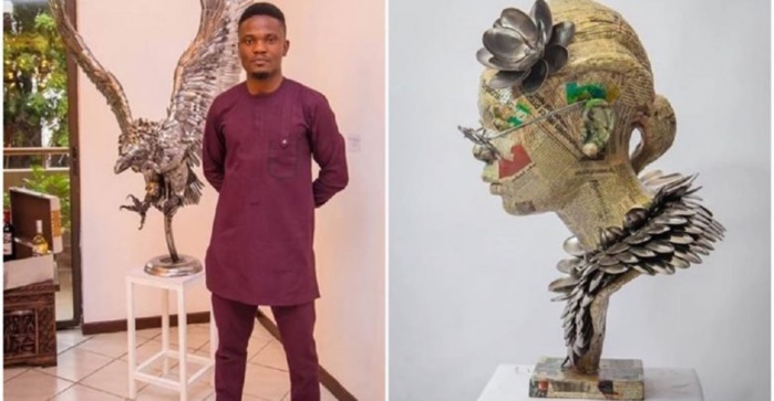 Abinoro Collins: Le Nigérian qui réalise d’incroyables sculptures grandeur nature avec des cuillères