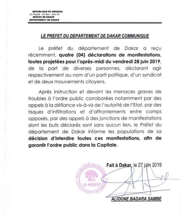 Demande d'autorisation de rassemblement: le collectif NOO Lank dément le préfet de Dakar Demande d'autorisation de rassemblement: le collectif NOO Lank dément le préfet de Dakar