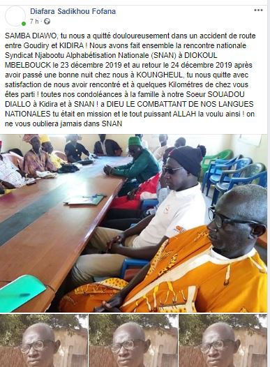 Nécrologie - Venu à la rencontre nationale de la SNAN, SAMBA DIAWO périt dans un accident de route entre Goudiry et KIDIRA