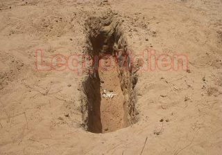 Le trou où les corps de Bara Sow et de Abdoulaye Diagne ont été déterrés