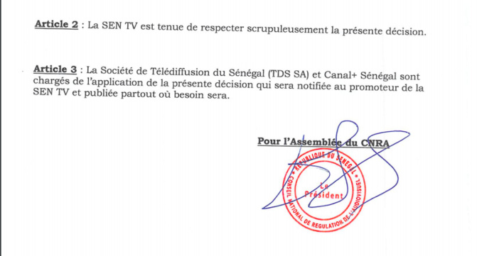 Urgent: Les programmes de la SEN TV suspendus