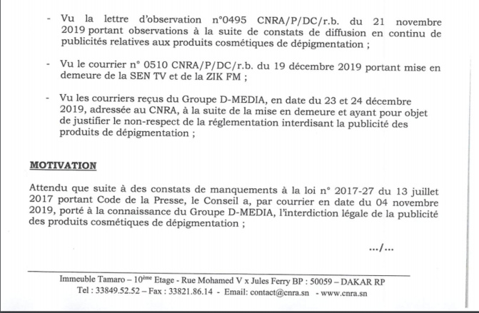 Sentv suspendue pour 7 jours : Ce que le CNRA reproche à la télé de Bougane (Documents)