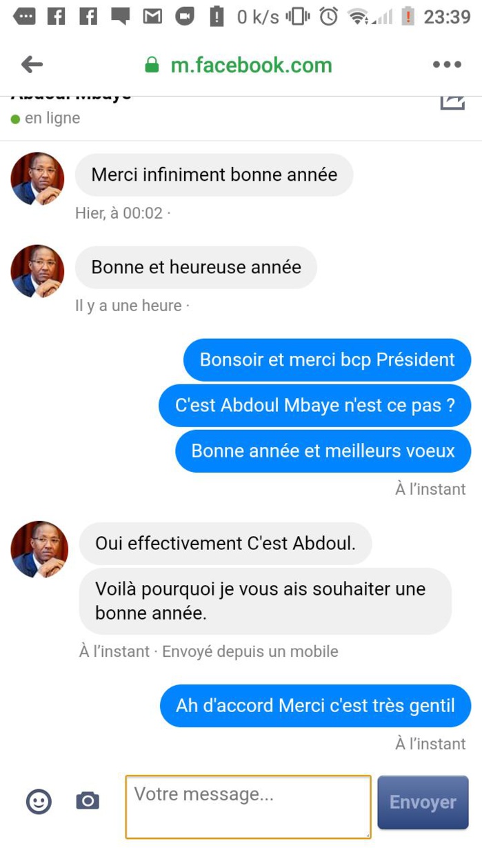 PHOTOS – Usurpation identité: Abdoul Mbaye coince un arnaqueur sur Facebook