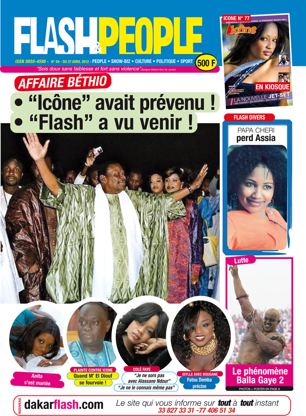 Voici la couverture de FLASH PEOPLE ET ICONE MAGAZINE