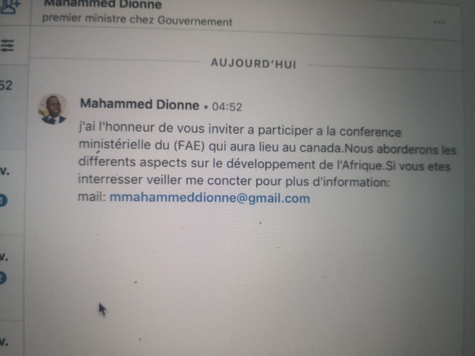 Faux compte de l'ex-Pm sur LinkedIn et facebook: Mahammad Dionne dégage sa responsabilité