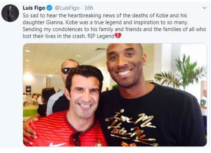 Hommage à Kobe Bryant: Cristiano Ronaldo et Luis Figo lynchés sur le net (photos)