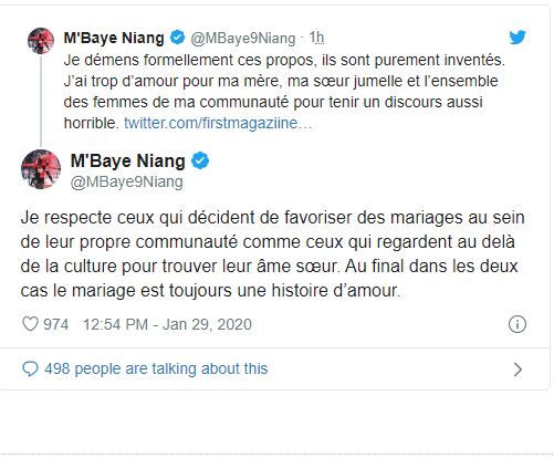Mbaye Niang dément First Magazine sur «sa préférence à être ruiné par une femme blanche plutôt qu’une Africaine»
