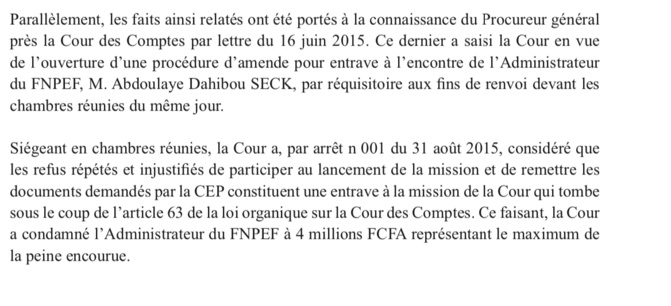 La Cour des Comptes annonce une plainte contre Moustapha Diop