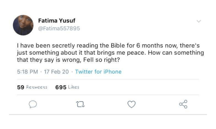«Je me cache pour étudier la Bible. Elle m’apporte la paix», dixit une jeune musulmane