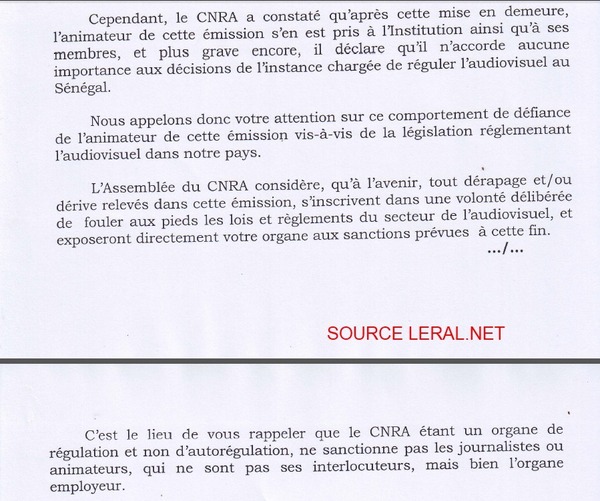 [Document exclusif] Le CNRA compte bien freiner Ahmed Aïdara