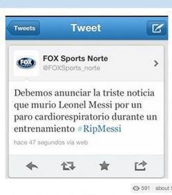 Fox Sports twitte la mort de Messi par erreur