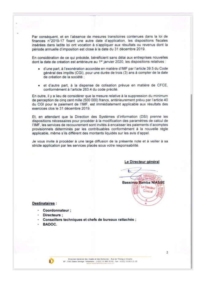 IMPÔTS : Samba Bassirou Niasse et Abdoulaye D. Diallo viennent de donner vie au "Startup Act"
