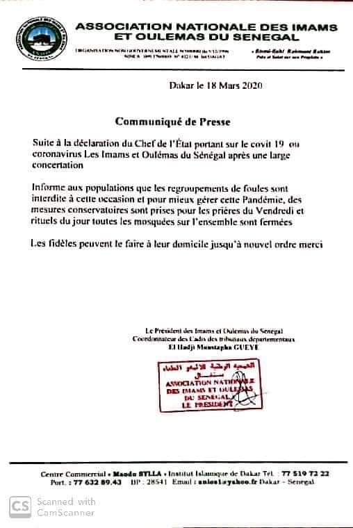 Mosquées: Les imams et oulémas suspendent les prières du vendredi