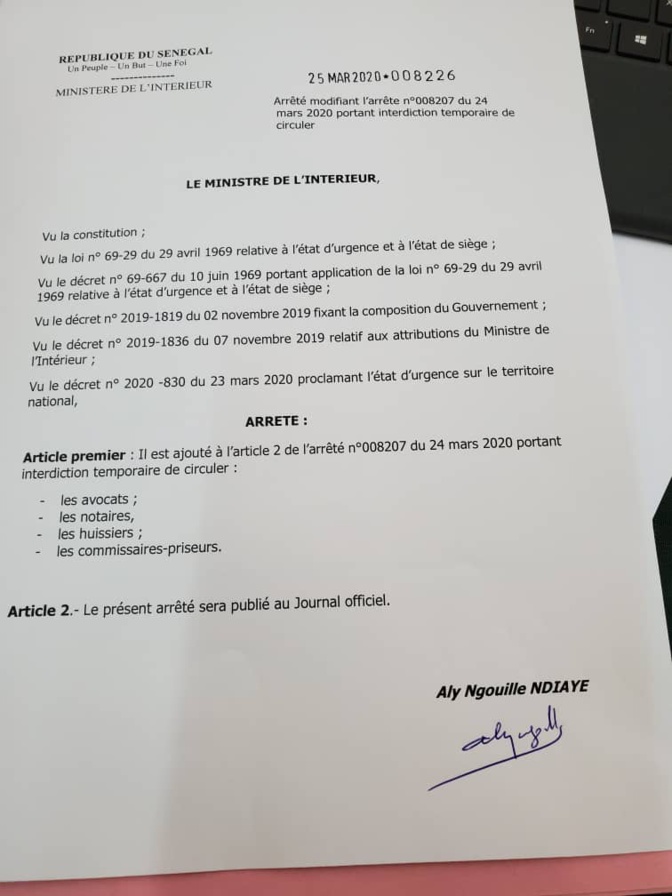 Corps non-concernés par le couvre-feu: Aly Ngouille Ndiaye élargit la liste