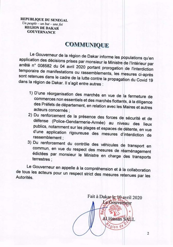 Coronavirus: Les mesures de restriction renforcées à Dakar