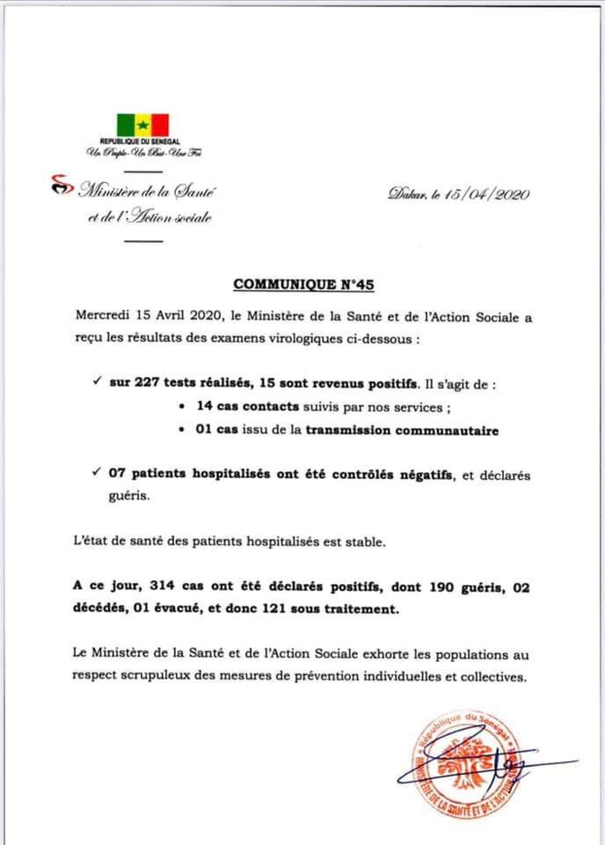 Covid_19: Le Sénégal enregistre 15 nouveaux cas positifs et 7 malades guéris (Vidéo)
