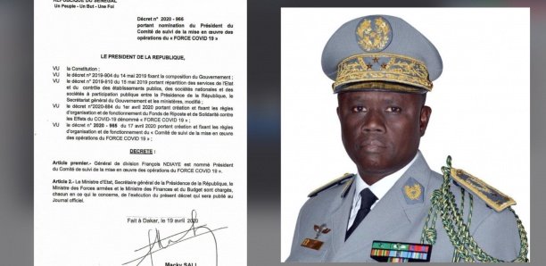 Gestion du fonds de lutte contre le Covid-19: Le général François Ndiaye désigné à sa tête