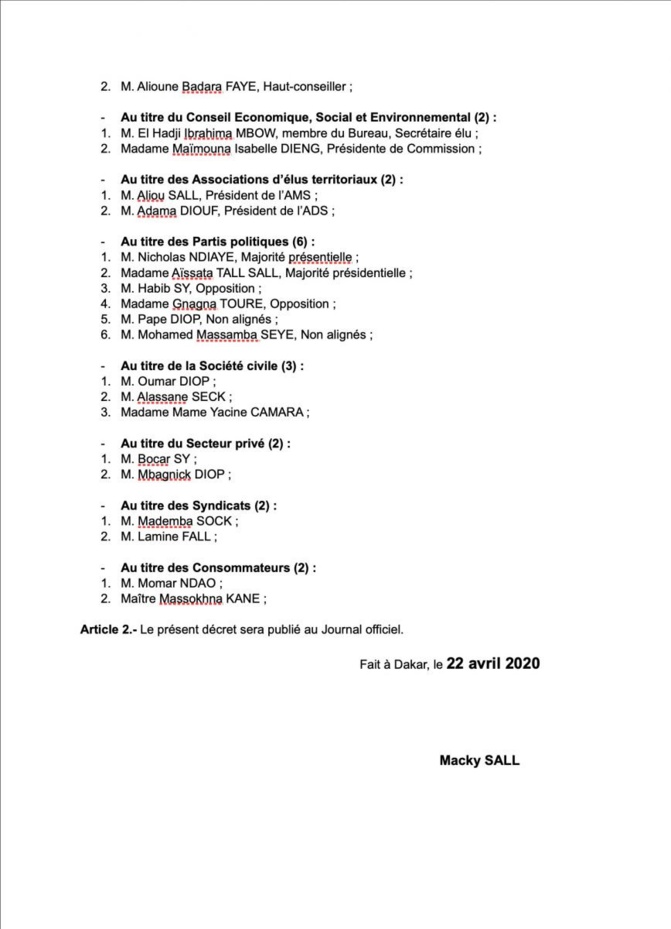 Force covid-19 : les 30 membres du Comité suivi connus