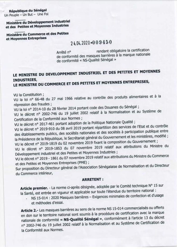 Confection de masques: une certification de conformité désormais exigée