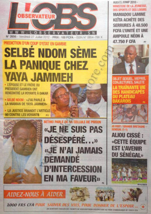 A la Une du Journal L'OBS du 27 Juillet