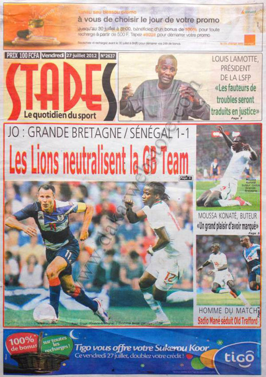 A la Une du Journal Stade du 27 Juillet