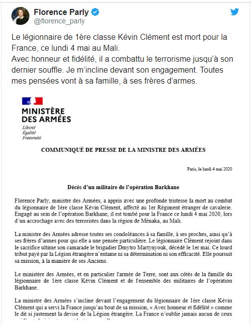 Un légionnaire français « tué au combat » contre les groupes djihadistes au Mali