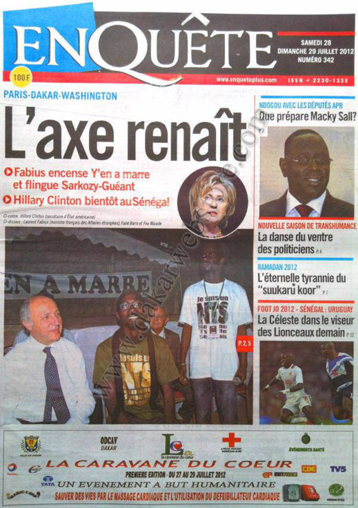 A la Une du Journal l'Enquête du 28 Juillet