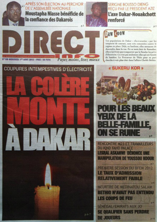 A la Une du Journal Direct Info du 01 Août