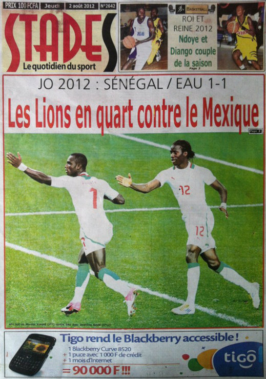 A la Une du Journal Stades du 02 Août