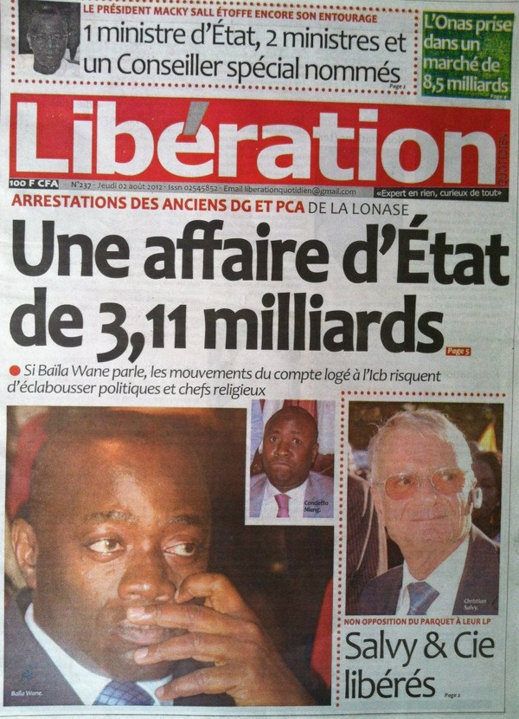 A la Une du Journal Libération du 02 Août