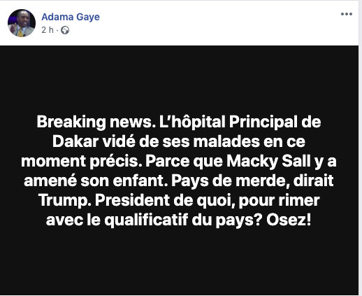 Fake news - Hospitalisation d'un fils du Président : Adama Gaye, distributeur automatique de mensonges