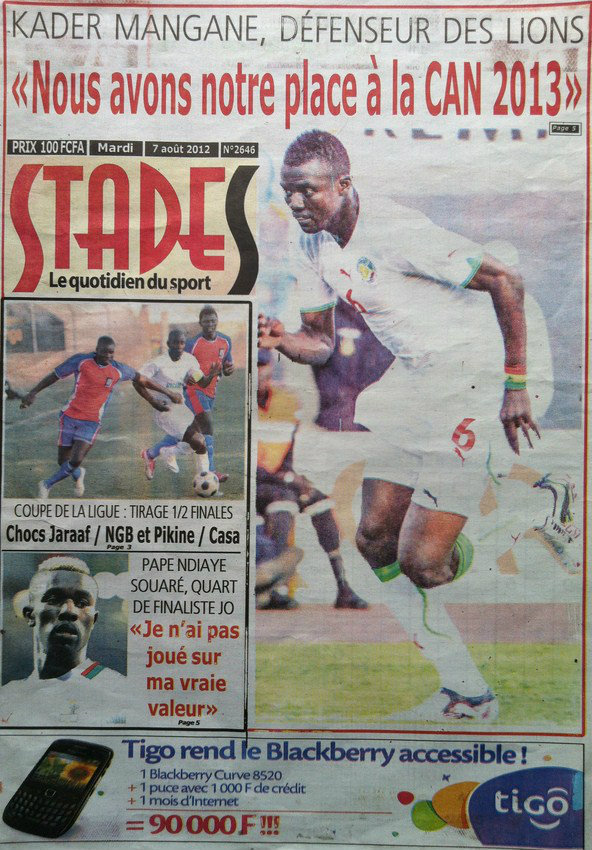A la Une du Journal Stades du 07 Août