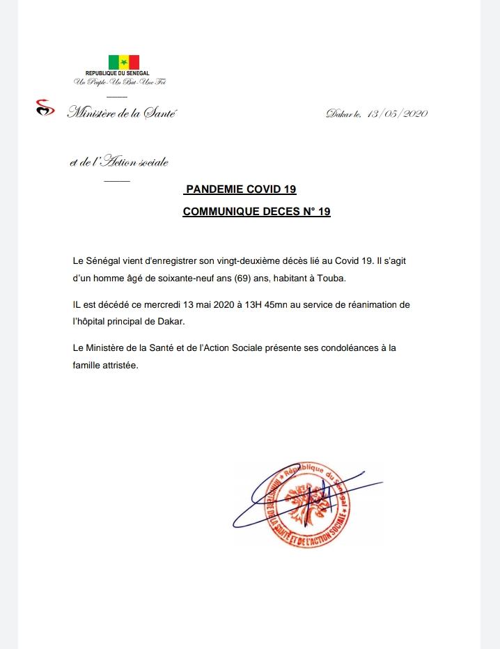 Covid-19: Le Sénégal vient d’enregistrer un 22e décès