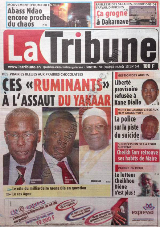 A la Une du Journal La Tribune du 10 Août