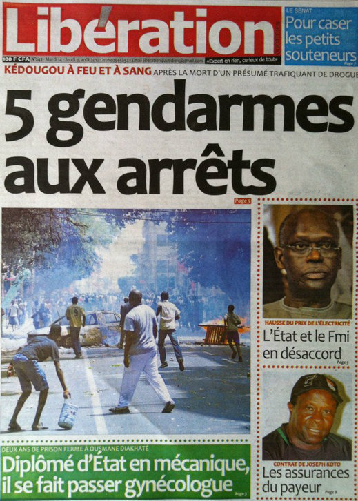 A la Une du Journal Libération du 14 Août