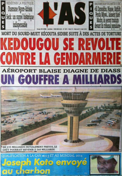 A la Une du Journal L'As du 14 Août