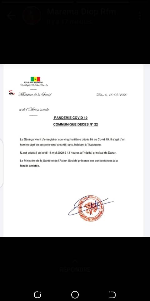 Covid-19: Le Sénégal vient d’enregistrer un 28e décès
