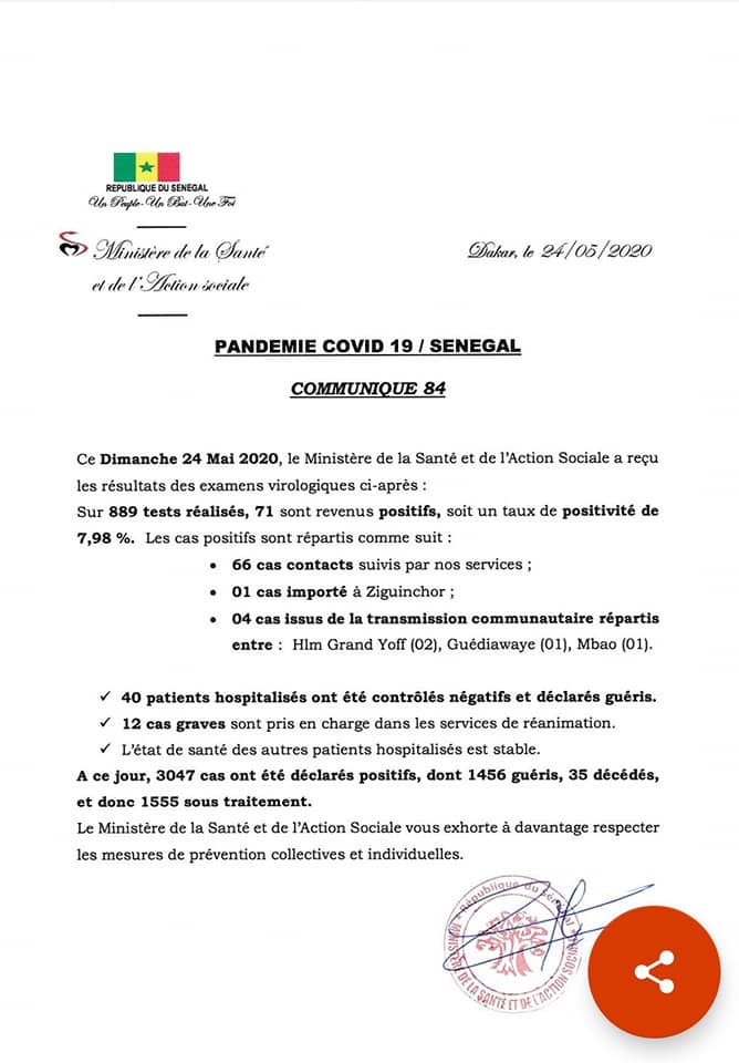 COVID-19: 71 nouveaux cas annoncés