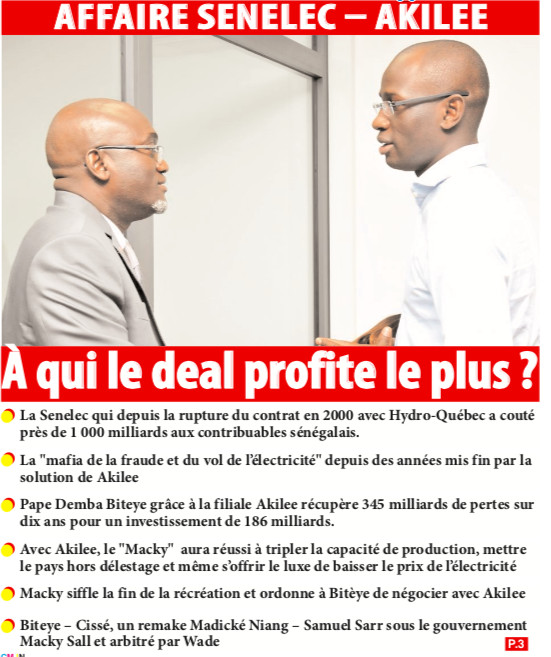 AFFAIRE SENELEC – AKILEE: À qui le deal profite le plus ?