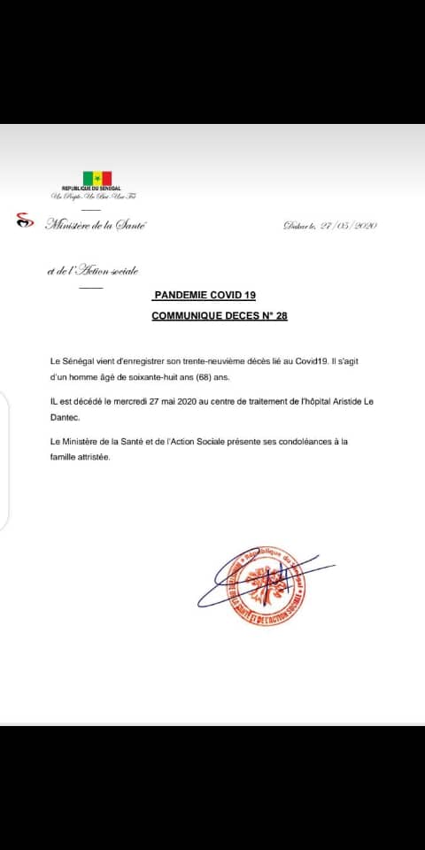 Un autre décès lié au Covid-19 porte le bilan à 39