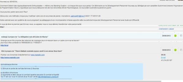 Spammeurs sur leral.net : Solange Massage, Chérif Aïdara , Nouveau Sénégal sont des escrocs !