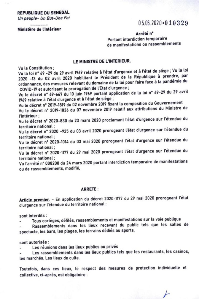 Levée des restrictions : Les arrêtés signés