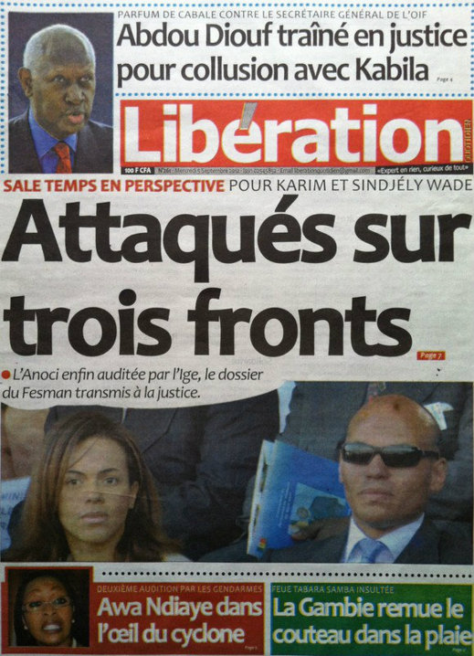 A la Une du Journal Libération du 05 Septembre 