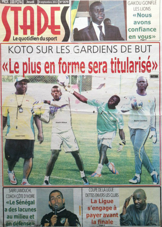 A la Une du Journal Stades du 07 Septembre 