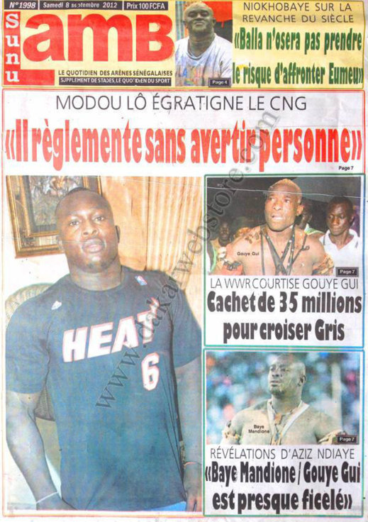 A la Une du Journal Sunu Lamb du 08 Septembre