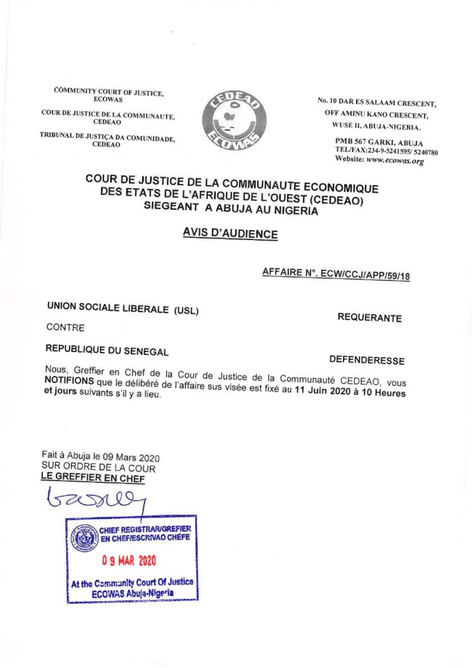 La Loi sur le parrainage électoral attaquée par Me Abdoulaye Tine: Le délibéré de la Cour de Justice de la Cedeao attendu jeudi prochain