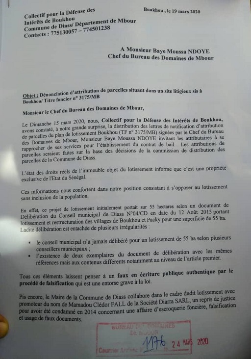 Pillage organisé de la forêt classée de Diass: Le Chef du Bureau des Domaines de Mbour, Baye Moussa Ndoye, impliqué