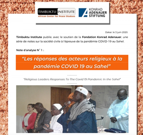 “Les réponses des acteurs religieux face au Covid”, le rapport éclairant du Timbuktu Institute