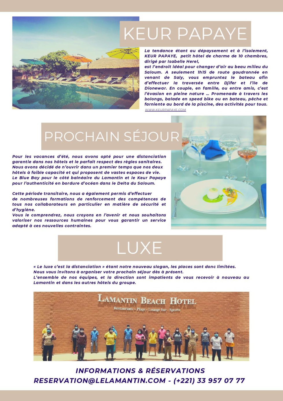 Le tourisme repart au Sénégal: De nombreux hôtels et agences de loisirs redémarrent leurs activités, les bons plans